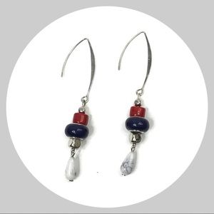 Silver Beaded Dangling Drop Earrings